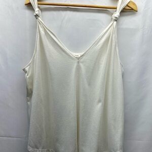 Anthropologie White Tank Top with Knotted Straps